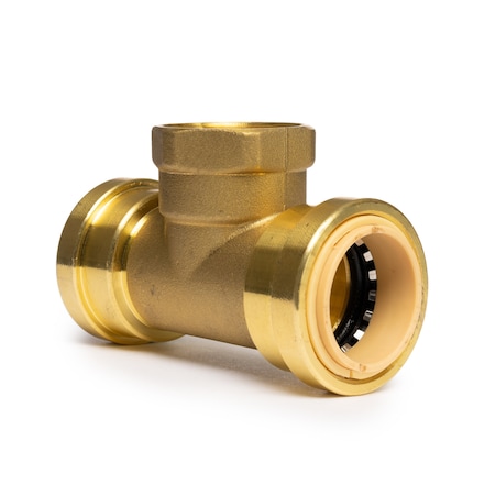 Quickfitting 3/4in Push-to-Connect x 3/4in Push-to-Connect x 3/4in FNPT Brass Female Tee Adapter Fitting LF824FR
